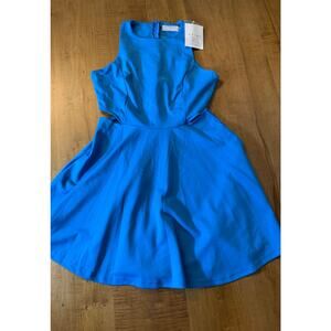 Belongsci Women's Blue Sleeveless Dress Cutouts Size M